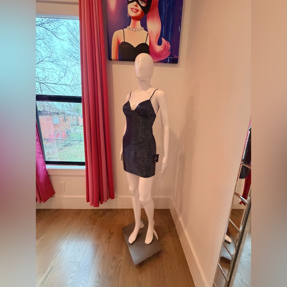 NWT Lulu’s Black Dotted Mesh Bodycon Mini Dress size XS - Picture 7 of 8